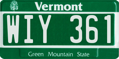 VT license plate WIY361