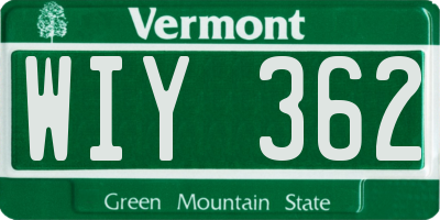 VT license plate WIY362