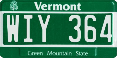 VT license plate WIY364