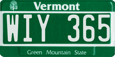 VT license plate WIY365