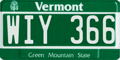VT license plate WIY366