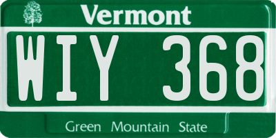 VT license plate WIY368