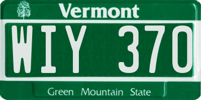 VT license plate WIY370