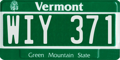 VT license plate WIY371