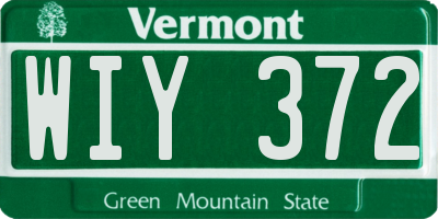 VT license plate WIY372