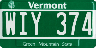 VT license plate WIY374