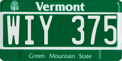 VT license plate WIY375