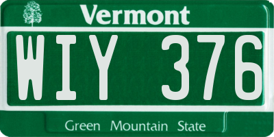 VT license plate WIY376