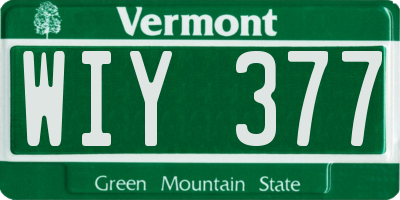 VT license plate WIY377