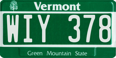 VT license plate WIY378
