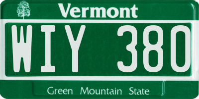VT license plate WIY380