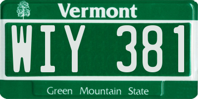 VT license plate WIY381