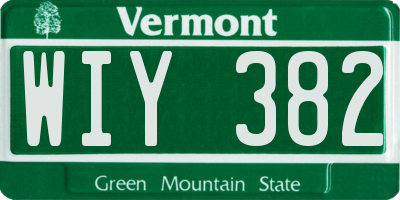 VT license plate WIY382