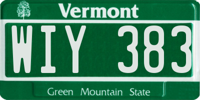 VT license plate WIY383