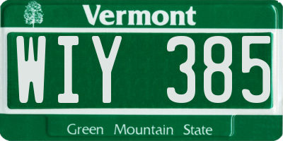 VT license plate WIY385