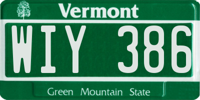 VT license plate WIY386
