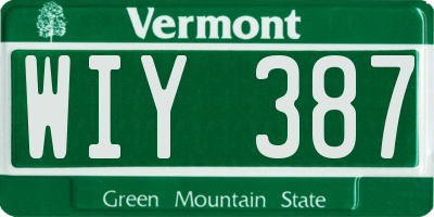 VT license plate WIY387