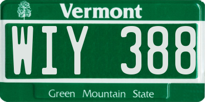 VT license plate WIY388