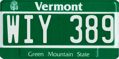 VT license plate WIY389