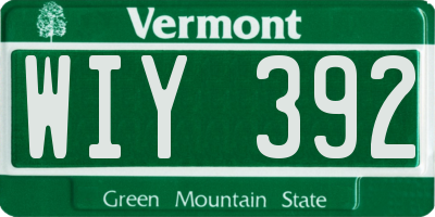 VT license plate WIY392