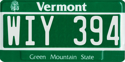 VT license plate WIY394