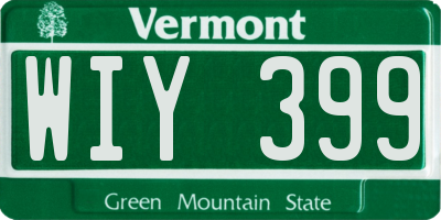 VT license plate WIY399