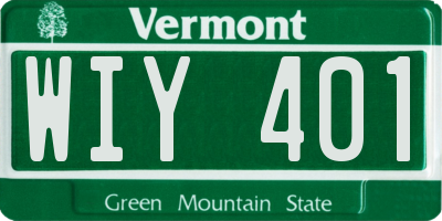 VT license plate WIY401
