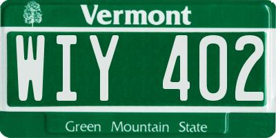 VT license plate WIY402