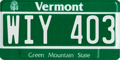 VT license plate WIY403