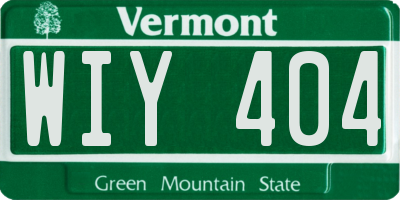VT license plate WIY404
