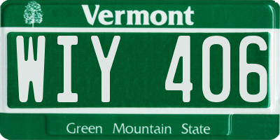 VT license plate WIY406