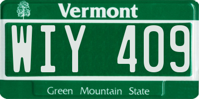 VT license plate WIY409