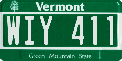 VT license plate WIY411