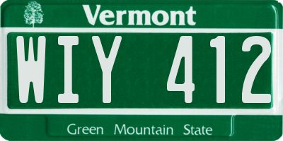 VT license plate WIY412