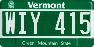 VT license plate WIY415