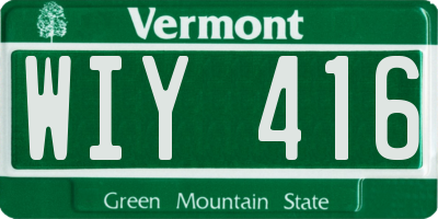 VT license plate WIY416