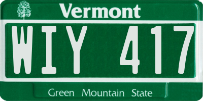 VT license plate WIY417