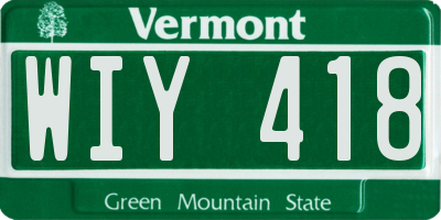 VT license plate WIY418