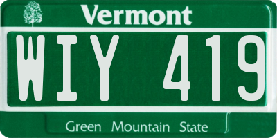 VT license plate WIY419