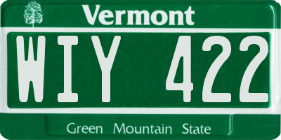 VT license plate WIY422