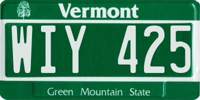 VT license plate WIY425