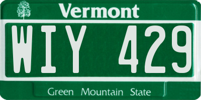 VT license plate WIY429