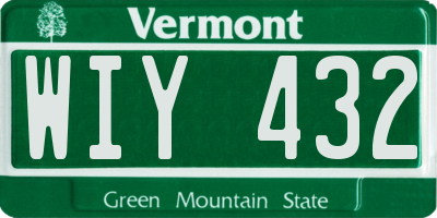 VT license plate WIY432