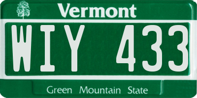 VT license plate WIY433