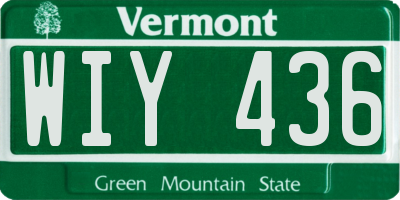 VT license plate WIY436