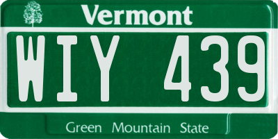 VT license plate WIY439
