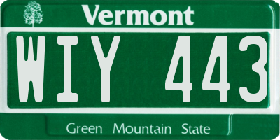 VT license plate WIY443