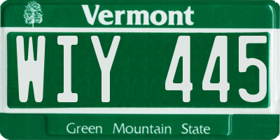 VT license plate WIY445