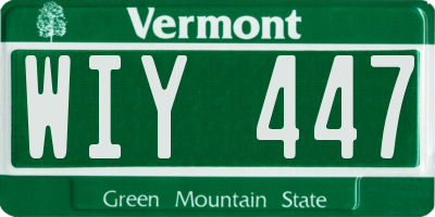 VT license plate WIY447