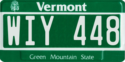 VT license plate WIY448